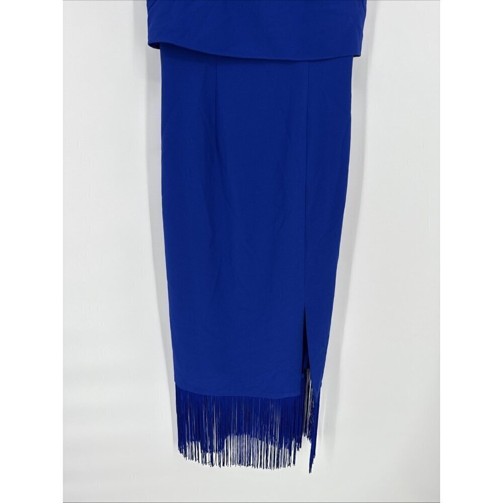 NWT Aidan by Adrianna Papell Cobalt Blue Fringe Midi Dress – Size 2 - Picture 8 of 16